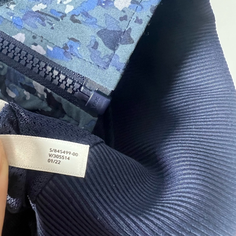 Athleta Brooklyn Bomber Jacket Patterned Blue Xs - image 7